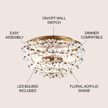 Isabelle 15.5" Metal/Acrylic LED Flush Mount - JONATHAN Y
